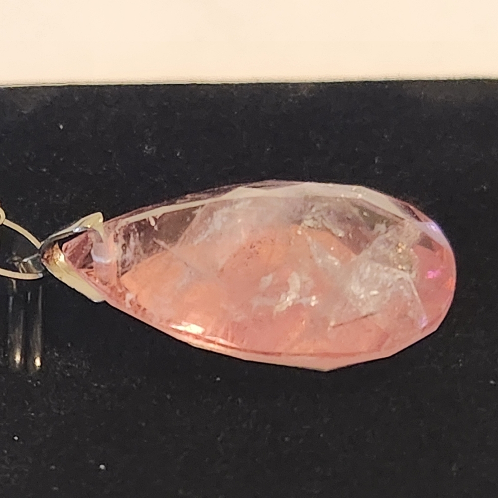 Natural Pink Kunzite Teardrop Pendant Necklace. - Picture 2 of 8